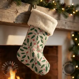 Dekorativno blago Linenlook Holly branch Xmas