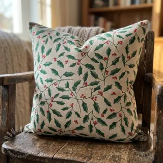 Dekorativno blago Linenlook Holly branch Xmas