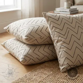 Dekorativno blago Linenlook Freehand zigzag lines