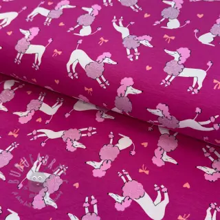 Jersey Glitter poodles fuchsia