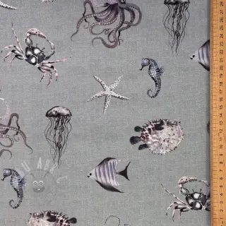 Dekorativno blago Underwater animals grey digital print