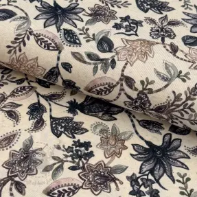 Pletene blago s lanom Flowers navy digital print