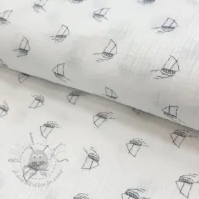 Dvoslojna gaza/muslin Boats white