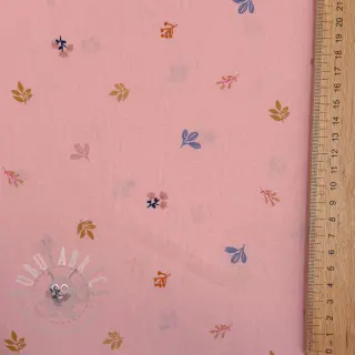 Bombažna tkanina Giraffe with flowers FIELD rose ORGANIC