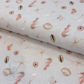 Dekorativno blago Shells linen ecru digital print