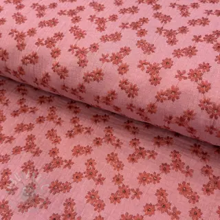 Dvoslojna gaza/muslin EMBROIDERY Tossed flowers blush