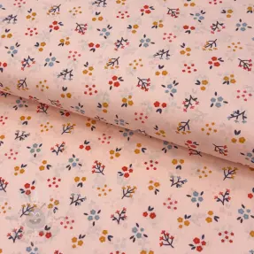 Bombažna tkanina Small flowers light salmon ORGANIC