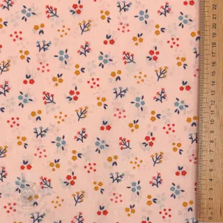 Bombažna tkanina Small flowers light salmon ORGANIC