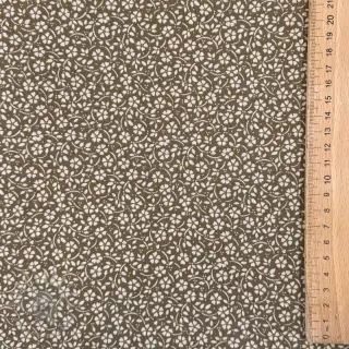 Bombažna tkanina Flowers and dots moss green