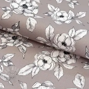 Dekorativno blago Flowers taupe digital print