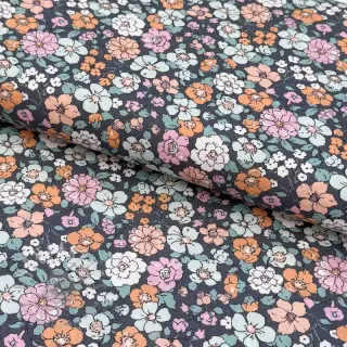 Bombažna tkanina Flowers navy ORGANIC