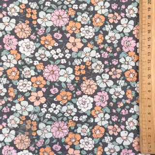 Bombažna tkanina Flowers navy ORGANIC