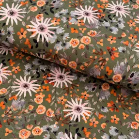 Kosmatena prevešanka Flowers forest green digital print