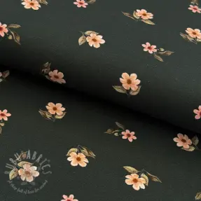 Jersey Flowers army green digital print ORGANIC