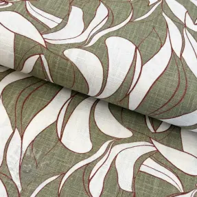 Lan z bombažem WASHED Abstract olive