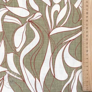 Lan z bombažem WASHED Abstract olive