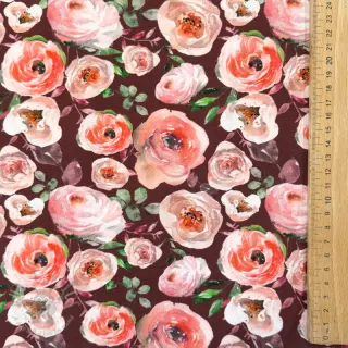 Jersey Roses burgundy digital print