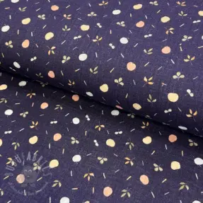 Dvoslojna gaza/muslin Fruit navy digital print ORGANIC