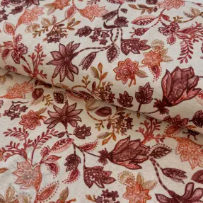 Pletene blago s lanom Flowers cognac digital print