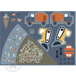 Bombažna tkanina Cars PANEL digital print