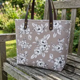 Dekorativno blago Flowers taupe digital print