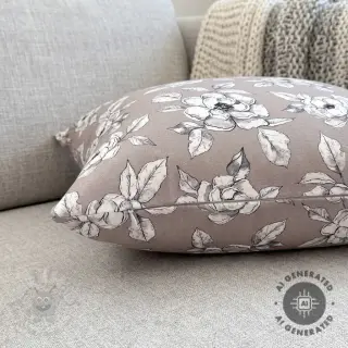 Dekorativno blago Flowers taupe digital print