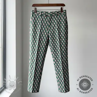 Blago za ženski kostim KNITTED JACQUARD Graphic green