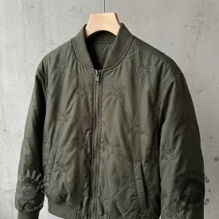 Prešita tkanina Stars army green