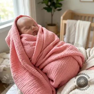 Dvoslojna gaza/muslin soft rose ORGANIC