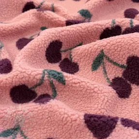 Plaščevina TEDDY JACQUARD Cherries pink