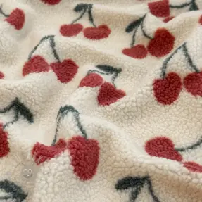 Plaščevina TEDDY JACQUARD Cherries ecru