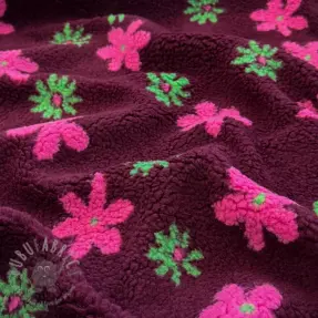 Plaščevina TEDDY JACQUARD Flowers burgundy