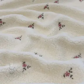 Plaščevina TEDDY EMBROIDERY Flowers ecru