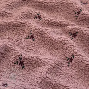 Plaščevina TEDDY EMBROIDERY Flowers mauve