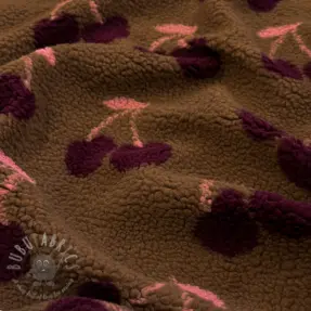 Plaščevina TEDDY JACQUARD Cherries brown