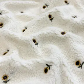 Plaščevina TEDDY JACQUARD EMBROIDERY Sunflower