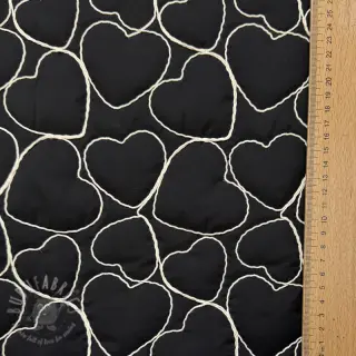 Prešita tkanina EMBROIDERY Hearts black