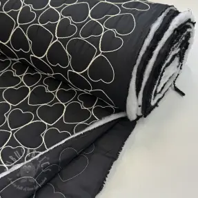 Prešita tkanina EMBROIDERY Hearts black