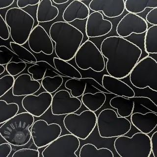 Prešita tkanina EMBROIDERY Hearts black