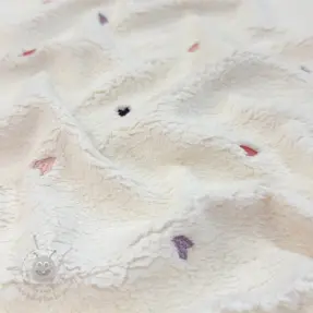 Plaščevina TEDDY EMBROIDERY Hearts ecru