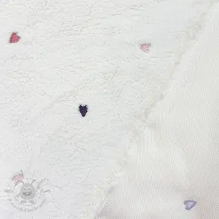 Plaščevina TEDDY EMBROIDERY Hearts ecru