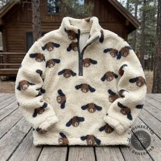 Plaščevina TEDDY JACQUARD Dogs brown