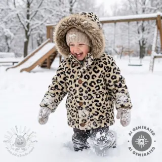 Plaščevina TEDDY JACQUARD Animal skin black