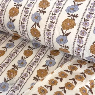 Dvoslojna gaza/muslin STEPPED Flowers in stripe white