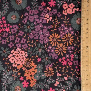 Bombažna tkanina VOILE STEPPED Flowerie black digital print