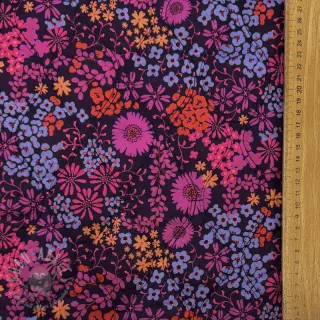 Bombažna tkanina VOILE STEPPED Flowerie purple digital print