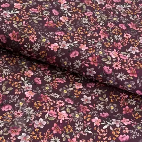 Bombažna tkanina Autumn flowers burgundy digital print