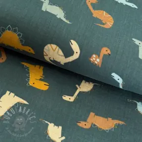 Dvoslojna gaza/muslin Dinosaurus green