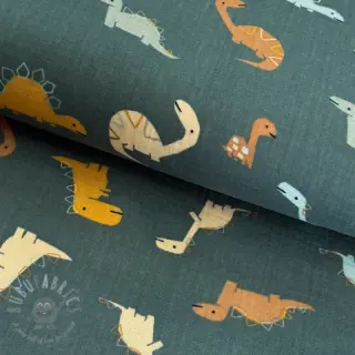 Dvoslojna gaza/muslin Dinosaurus green