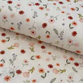 Dvoslojna gaza/muslin Natural flowers digital print